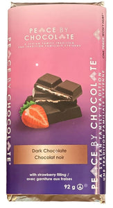 Peace By Chocolate 92g Dark Chocolate with Strawberry Filling Bar