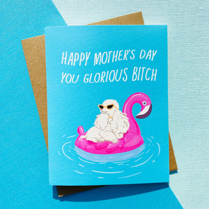 Top Hat and Monocle - Glorious B**ch Funny Mothers Day Card - Dog Lover Card