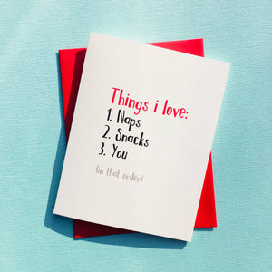Top Hat and Monocle - Things I Love Valentine Card